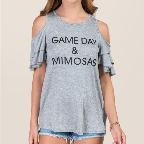 Francesca's Collections Tops - NWT game day and mimosas cold shoulder tshirt